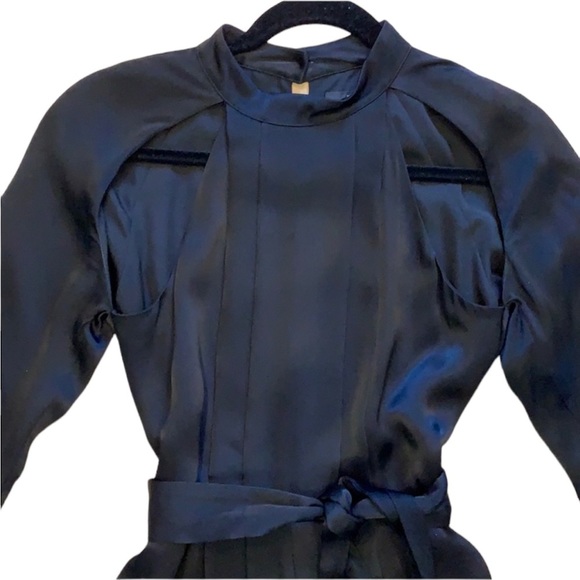 C/Meo Black Satin Can't resist long sleeve cut out Romper - Picture 4 of 6